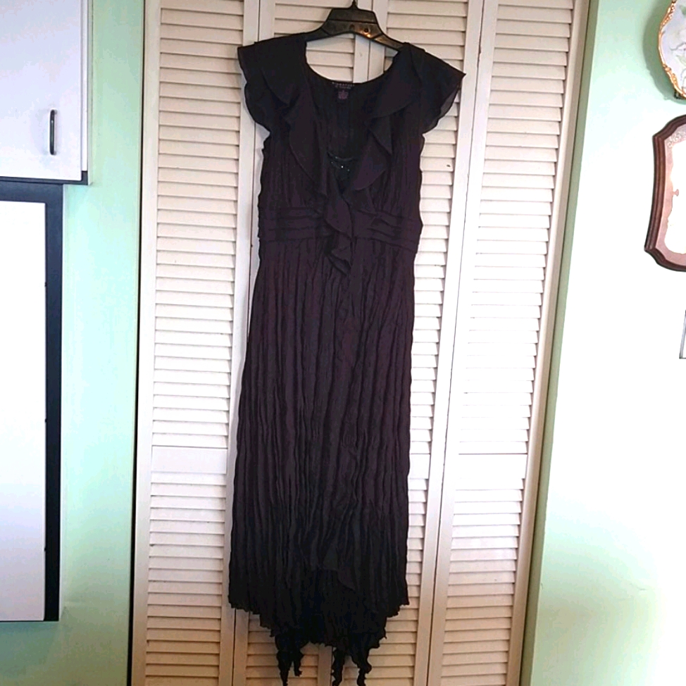 New Signature By Robbie Bee Crinkle Brown Dress